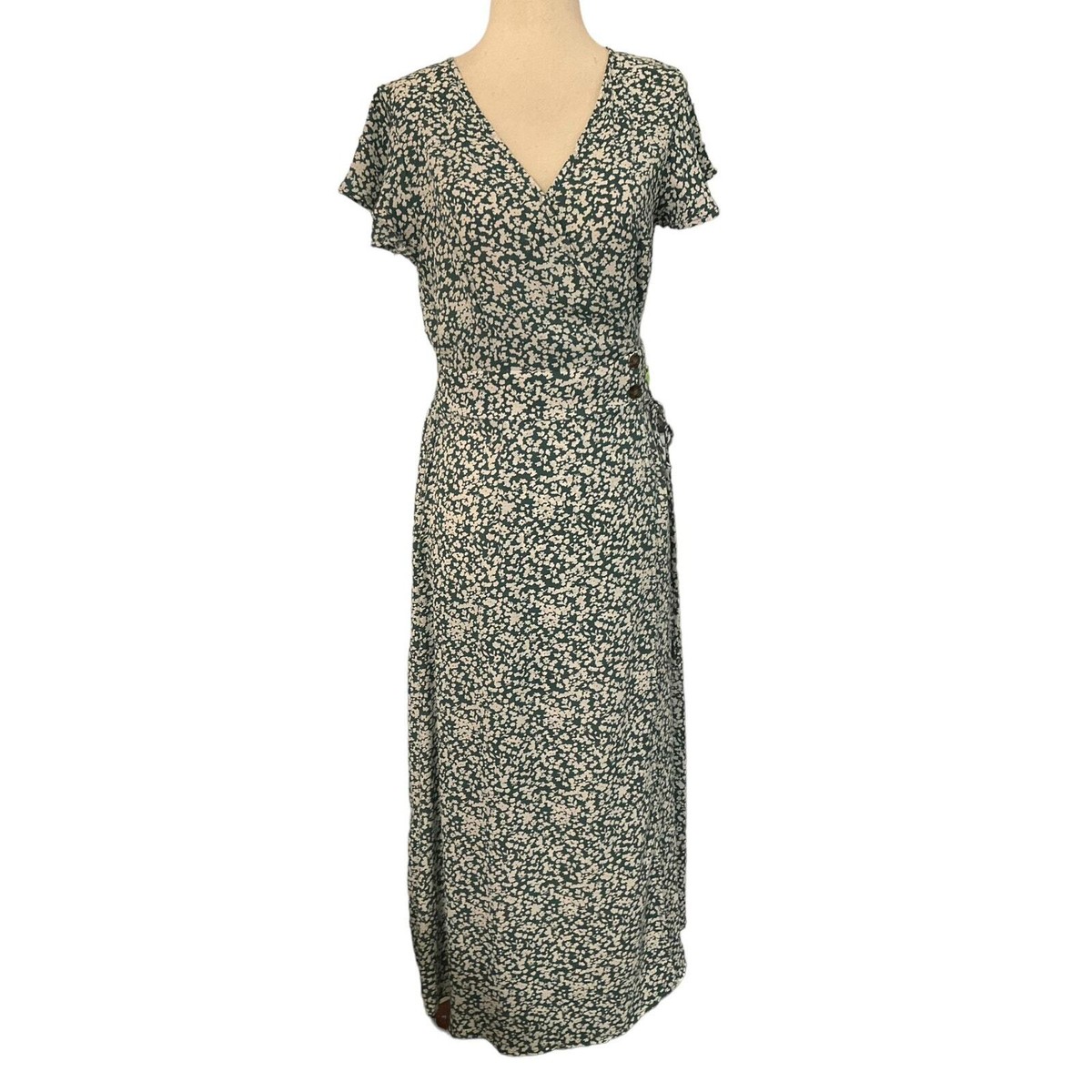 Sienna Sky Blue V-neck Flutter Sleeve Midi Dress Women's Size Small | 34-27  | eBay