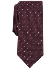$69 New Alfani Men's Marshall Dot Neck Tie Burgundy Size One