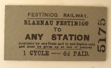 Festiniog Railway Cycle Ticket Blaenau Festiniog To Any Station 5175
