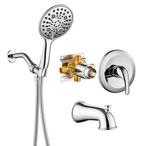RAINLEX Shower Faucet With 6" Head 6-Spray Round High Pressure Polished Chrome - Picture 1 of 2