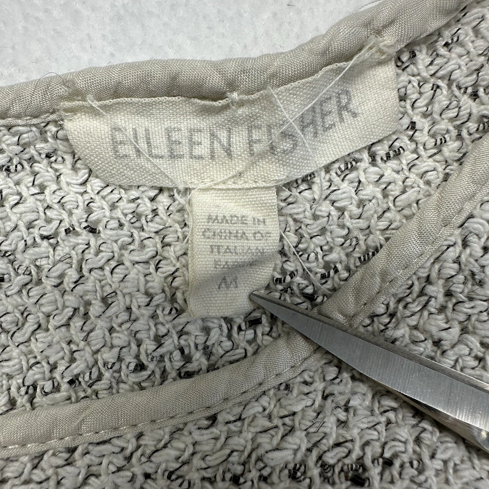 Suéter Eileen Fisher Calce Cuadrado Manga Corta Talla M Manga Hendidura Gris Jaspeado Foto 4 de 4