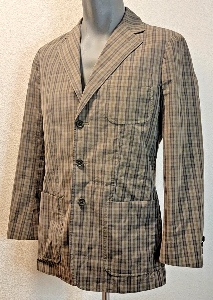 Blazer Martin + Osa para hombre talla 38 con una sola ventilación verde a cuadros Foto 2 de 4