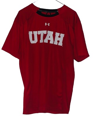 Under Armour University Of Utah Utes Heat Gear Shirt Red Mens Large Excellent