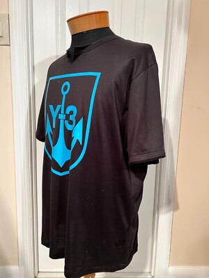 NWOT YOHJI YAMAMOTO Y-3 Anchor Black Cotton Blue Signature T-Shirt