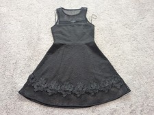 Express Fit & Flare Dress Womens Size 2 Black Floral Fishnet Mesh