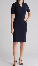 Maggy London Women’s Blue Pleated Sheath Dress Professional Career  Dress Size 6