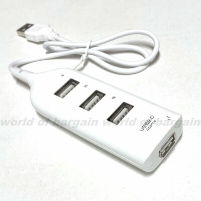 USB 2.0 PORT HUB 4-Port Plug & Play Splitter Cable Wire Extension Plug Charger