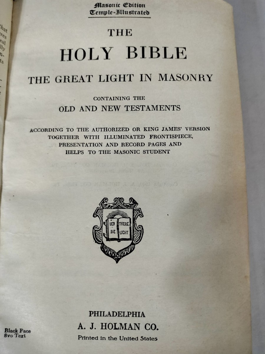 フリーメイソン　1940年　聖書 Vintage 1940 Masonic Edition Holy Bible Temple Illustrated Masonry