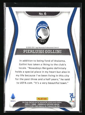 2020-21 Panini Chronicles - Certified Serie a Pierluigi Gollini #6