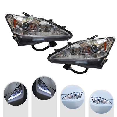 #ad LED DRL Projector Headlights Chrome LeftRight For 2006 2010 Lexus IS250 IS350 $250.02