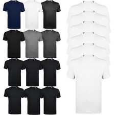 Mens 6 Pack Shirts Plain Basic T Shirt 100% Cotton Top Assorted Multi Pack Tee