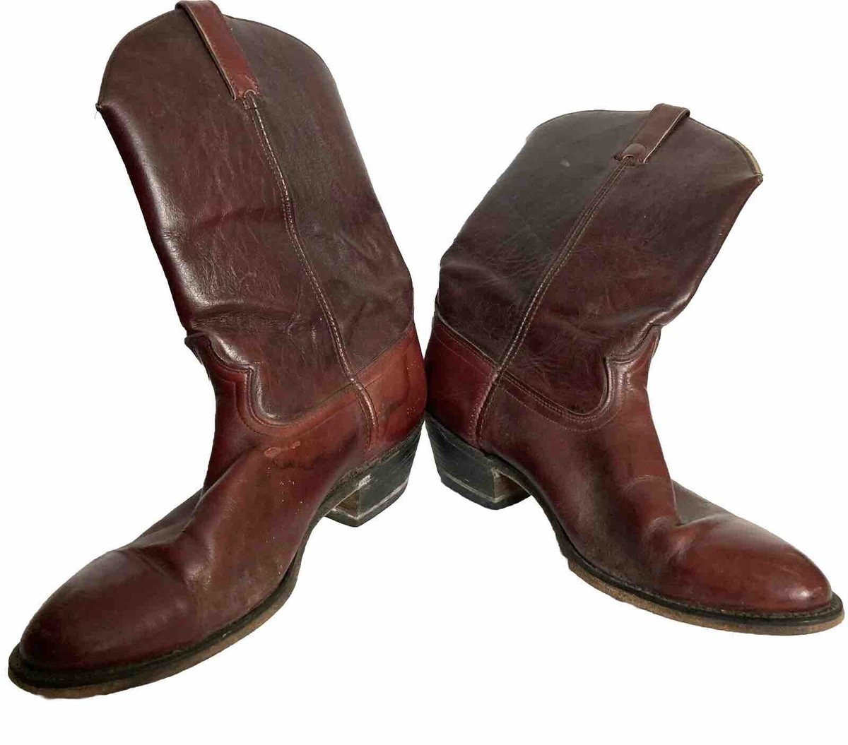Vtg Dingo Burgundy Red Leather Cowboy Western Boots Mens  display picture 2