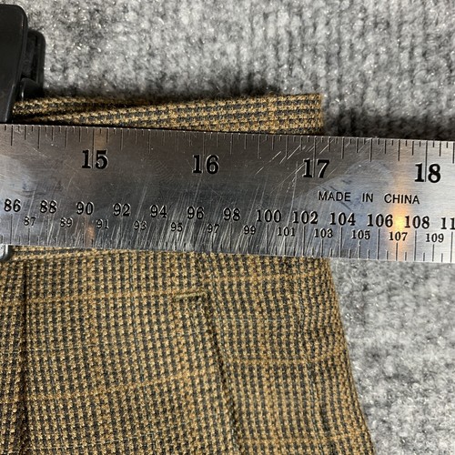 Ralph Lauren Dress Pants Men’s 34x30 Polyester Rayon Pleated Cuffed Brown Plaid - Picture 8 of 10