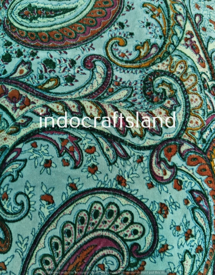 Luxury Indian Paisley Print Soft Velvet Fabric Upholstery Dressmaking Sewing Art - Image 3 of 4
