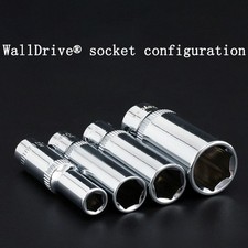 Image of Multi-sizes Deep 1/4"Sq Drive WallDrive Socket Fully Polished 50mm long new UK