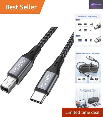 High-Speed 2M USB B auf USB C Druckerkabel - robust, geflochten mit EMI Abschirmung