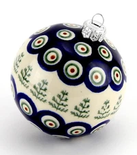 Polish Pottery Christmas Ball Ornament by Zaklady Boleslawiec Poland