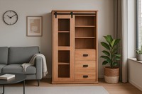Highboard 100 X 45 X 175 Cm Akazienholz Massiv Naturfarben Ohne Baumkante Liano