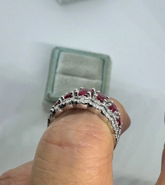 3Ct Oval Cut Lab-Created Ruby Art Deco Wedding Ba… - image 4