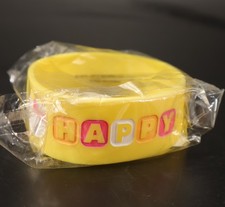 Sanrio Hello Kitty Yellow HAPPY Bracelet 01690-0 Silicon NOS 2012