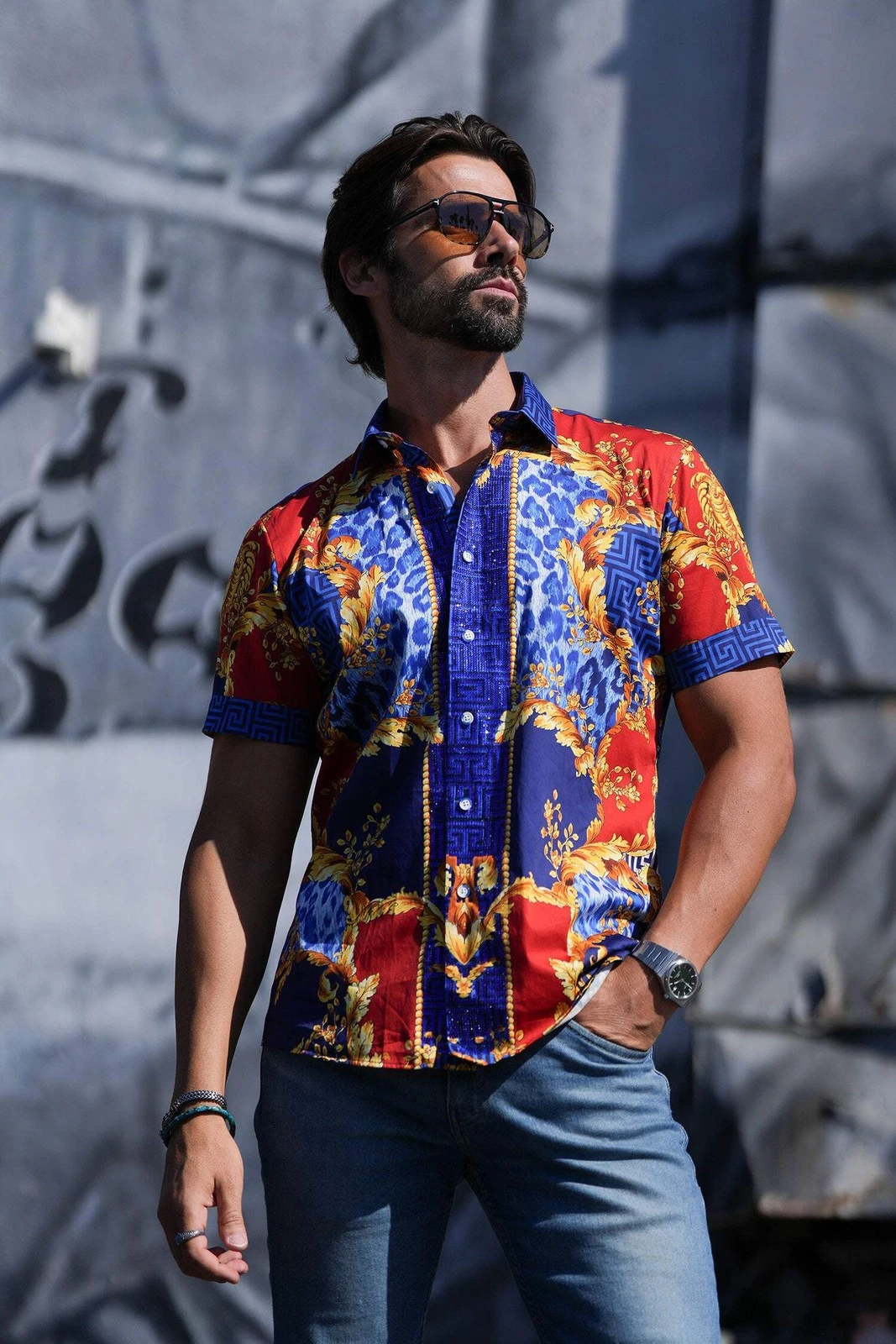 BARABAS Men's Floral Greek Pattern Baroque Short Sleeve Shirt SSR01
Opens in a new window or tab