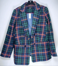 Talbots plaid double breasted blazer size 8