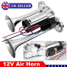 600DB Super Loud Train Air Horn Kit 12V Truck Car Dual Trumpet + Air Compressor