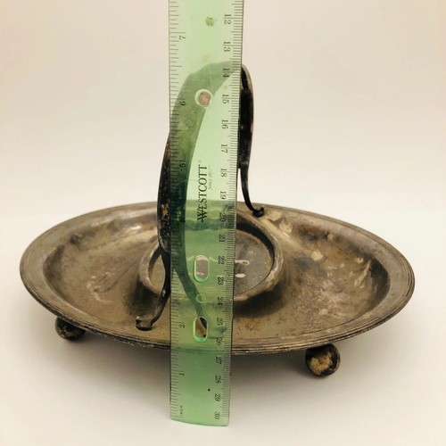 Antique Silver Plate Candy Nut Ring Bowl Dish with Handle, Early 1900s Tableware - Picture 8 of 11