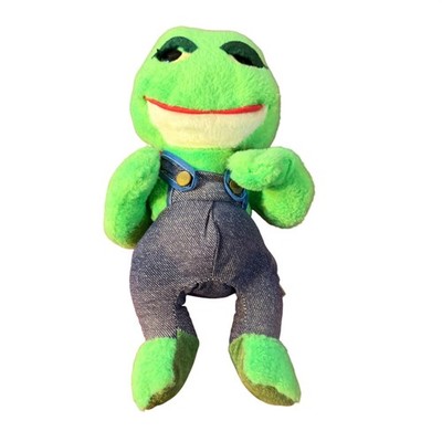 Knickerbocker Country Frog Plush 12'' Denim Overalls Vintage Animals Distinction