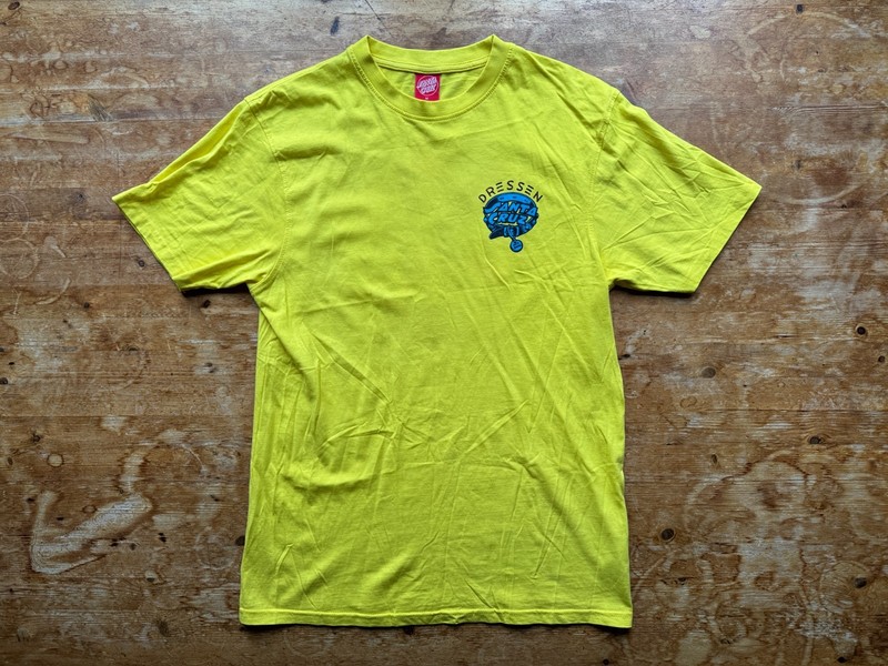 MENS SANTA CRUZ T SHIRT MEDIUM TOP TEE CREW T-SHIRT YELLOW VTG SKATE