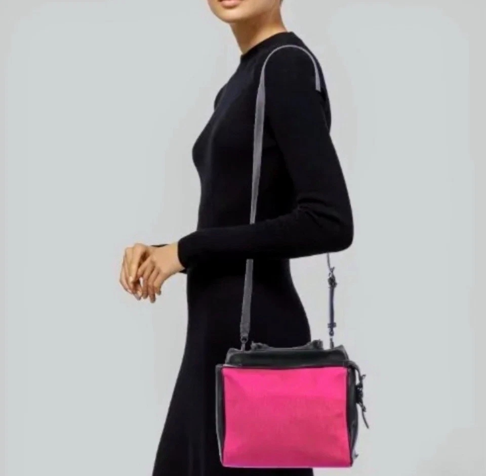 3.1 Phillip Lim Small RYDER Satchel REAL Pink Calf Hair/Black Leather Bag Purse - Image 2 of 4