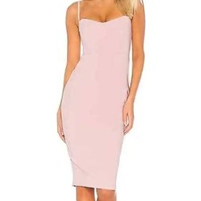 Nookie Allure Midi Dress Bodycon Sweetheart Corset Spaghetti Strap Pink Small