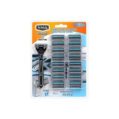 Schick Quattro Titanium Rasierer für Herren + 16+1 Klingenminen | Rasierset