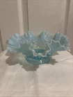 Blue Fenton Hobnail Wide Vase, Epergne Base, No Epergnes, 3.5” Tall, 8.5” Wide