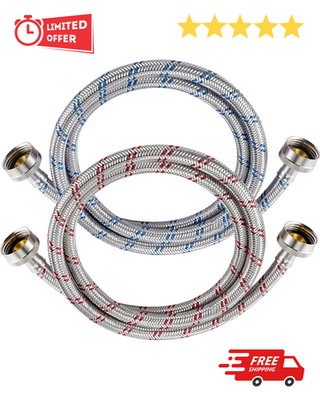 #ad 4 Ft Washing Machine Hoses 2 Packs Premium Stainless Steel Washer Hoses Burst $17.99