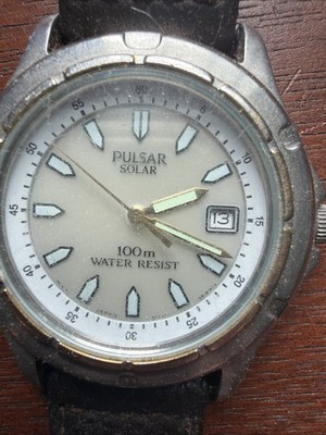 Vintage Pulsar Solar Stainless Steel Case Men's Wristwatch Quartz 100m