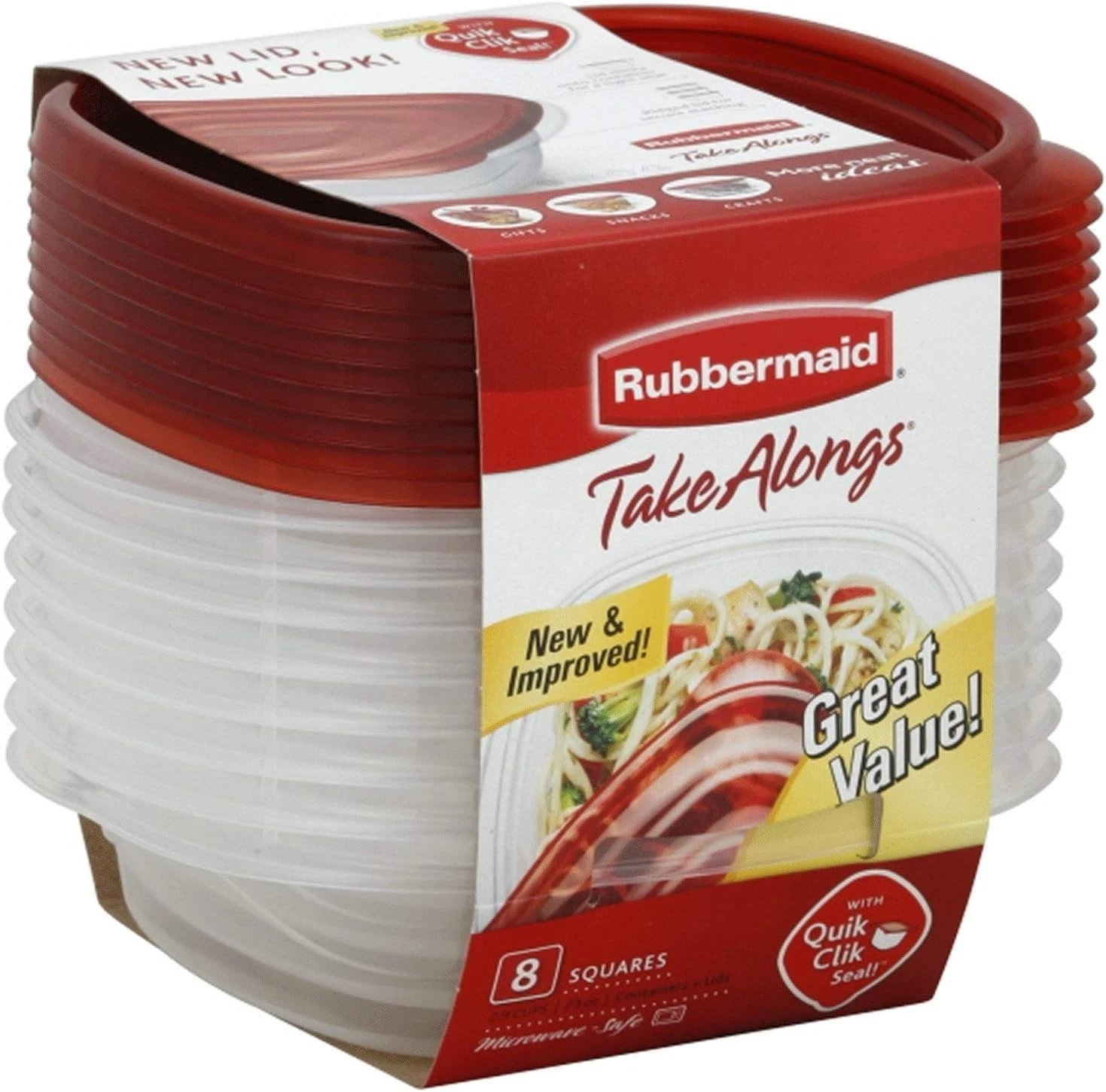 7F58 8-Piece TakeAlongs Food Storage Container Set, Sandwich, Red