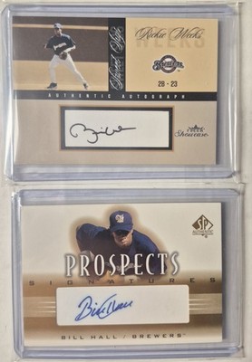 Rickie Weeks Autographed Card & Bill Hall Autographed Card Milwaukee Brewers 