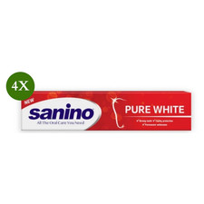 4 Pack X Sanino Pure White Whitening Toothpaste - 90ml, Fluoride Calcium