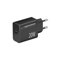 Esperanza Schnellladegeraet 20W USB-C Pd Netzteil Schwarz Fuer Handy Und Tablet