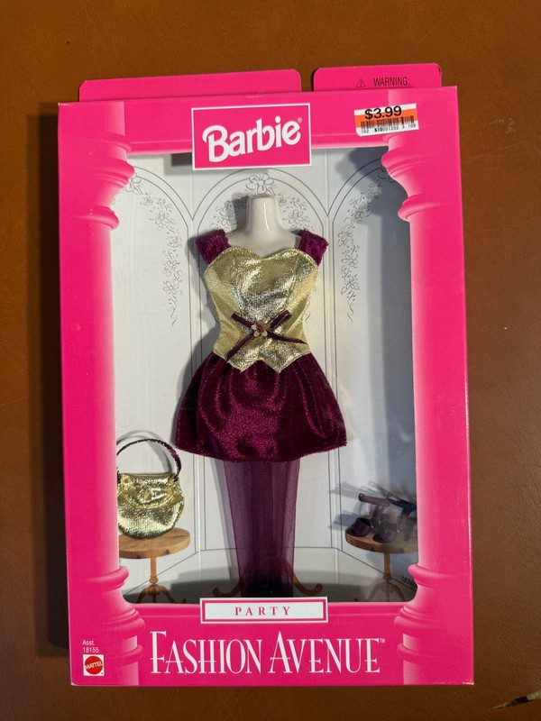 1997 Barbie Fashion Avenue Party Purple/Gold Dress #18160 NRFB