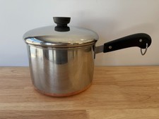 VTG Pre 1968 Revere Ware 3 Qt Saucepan Copper Bottom & Lid DBL Ring Made in USA