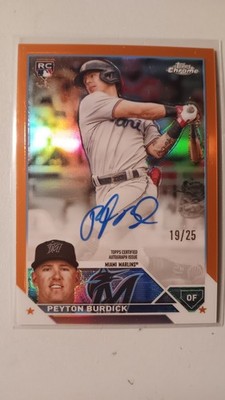 2023 Topps CHrome PEYTON BURDICK RC Orange Refractor Auto #/25