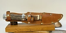 Vintage Baron Solingen 2 Hunting Knife Piggyback set w/stag handles--2737.25