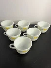 Set of 6 Vintage Pyrex Flirtation Yellow & Blue Flowers w/ Butterfly Coffee Cups