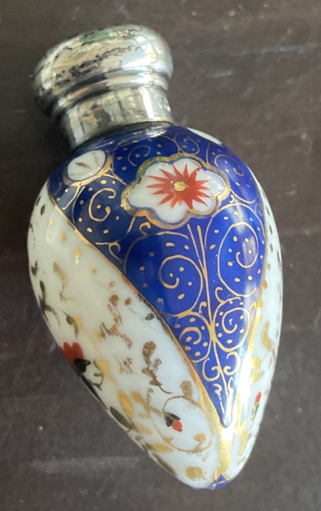Sterling Silver Mounted Porcelain Egg Scent Bottle Hand-Painted Charles May 