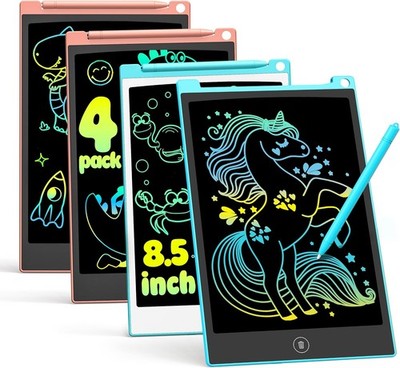 TECJOE 4 Pack LCD Writing Tablet, 8.5 Inch Colorful Drawing Board, Kids Travel G