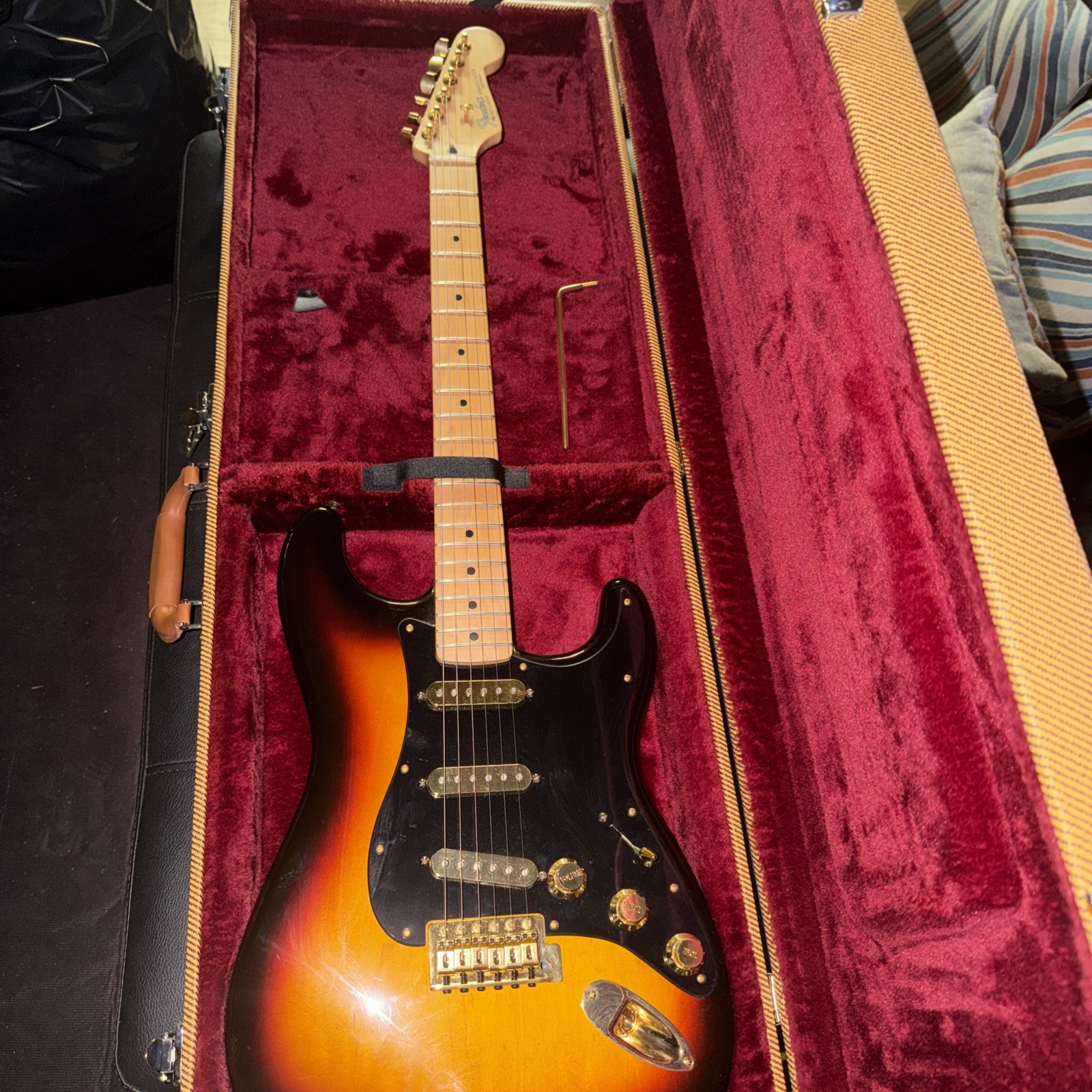 20 Year Old Custom Fender Stratocaster Sunburst Finish With All Gold Accents