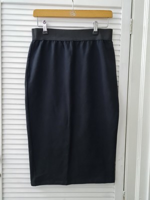 Peruvian Connection 100%  Cotton Black Pencil Midi Skirt Size Medium 27.5 Inches