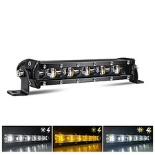 Slim Led Light Bar - Dual Color Strobe Light Single 7inch White Yellow Strobe